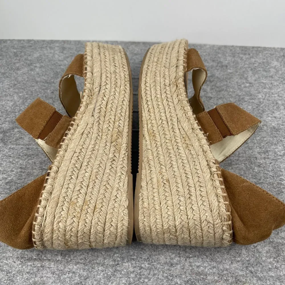Soludos‎ Womens Tan Suede Espadrille Platform Wedge Sandals Size 6.5 EU 37